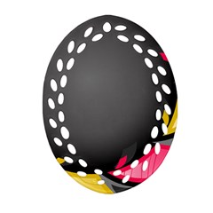 Hole Circle Line Red Yellow Black Gray Oval Filigree Ornament (two Sides)