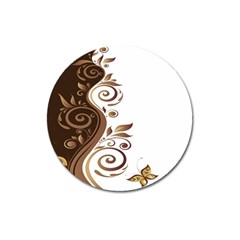 Leaf Brown Butterfly Magnet 3  (round)