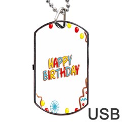 Happy Birthday Dog Tag Usb Flash (two Sides) by Mariart