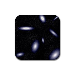 Galaxy Planet Space Star Light Polka Night Rubber Coaster (square)  by Mariart