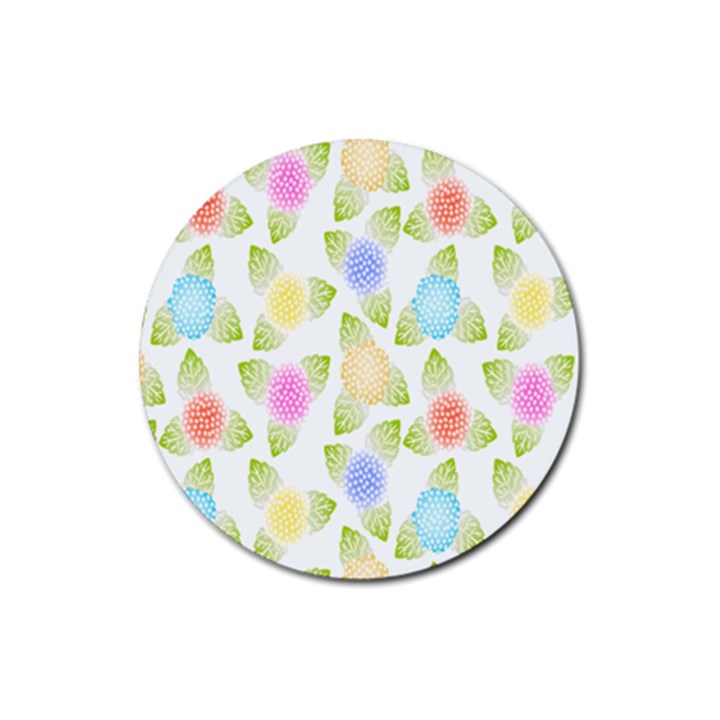 Fruit Grapes Purple Yellow Blue Pink Rainbow Leaf Green Rubber Round Coaster (4 pack) 