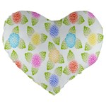 Fruit Grapes Purple Yellow Blue Pink Rainbow Leaf Green Large 19  Premium Heart Shape Cushions Front