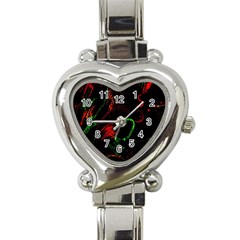 Paint Black Red Green Heart Italian Charm Watch