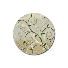 Leaf Sexy Green Gray Rubber Coaster (round)  by Mariart