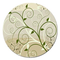 Leaf Sexy Green Gray Magnet 5  (round)