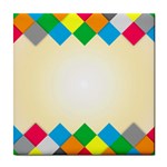 Plaid Wave Chevron Rainbow Color Tile Coasters Front