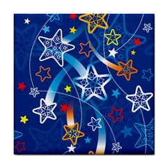 Line Star Space Blue Sky Light Rainbow Red Orange White Yellow Tile Coasters by Mariart