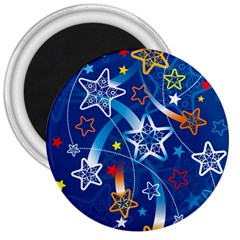 Line Star Space Blue Sky Light Rainbow Red Orange White Yellow 3  Magnets