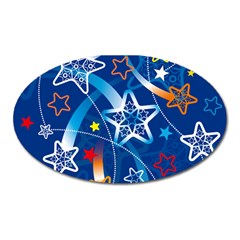 Line Star Space Blue Sky Light Rainbow Red Orange White Yellow Oval Magnet by Mariart