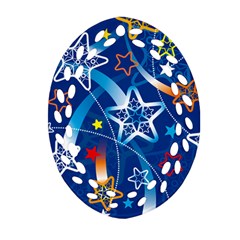 Line Star Space Blue Sky Light Rainbow Red Orange White Yellow Ornament (oval Filigree)