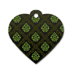 Leaf Green Dog Tag Heart (one Side) by Mariart