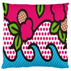 Rose Floral Circle Line Polka Dot Leaf Pink Blue Green Standard Flano Cushion Case (two Sides) by Mariart