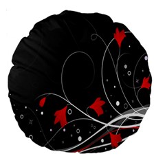 Star Red Flower Floral Black Leaf Polka Circle Large 18  Premium Round Cushions by Mariart