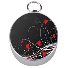 Star Red Flower Floral Black Leaf Polka Circle Silver Compasses by Mariart
