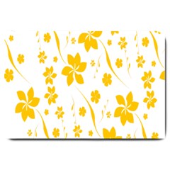 Shamrock Yellow Star Flower Floral Star Large Doormat  by Mariart