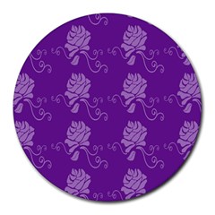 Purple Flower Rose Sunflower Round Mousepads