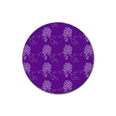 Purple Flower Rose Sunflower Rubber Coaster (round) 