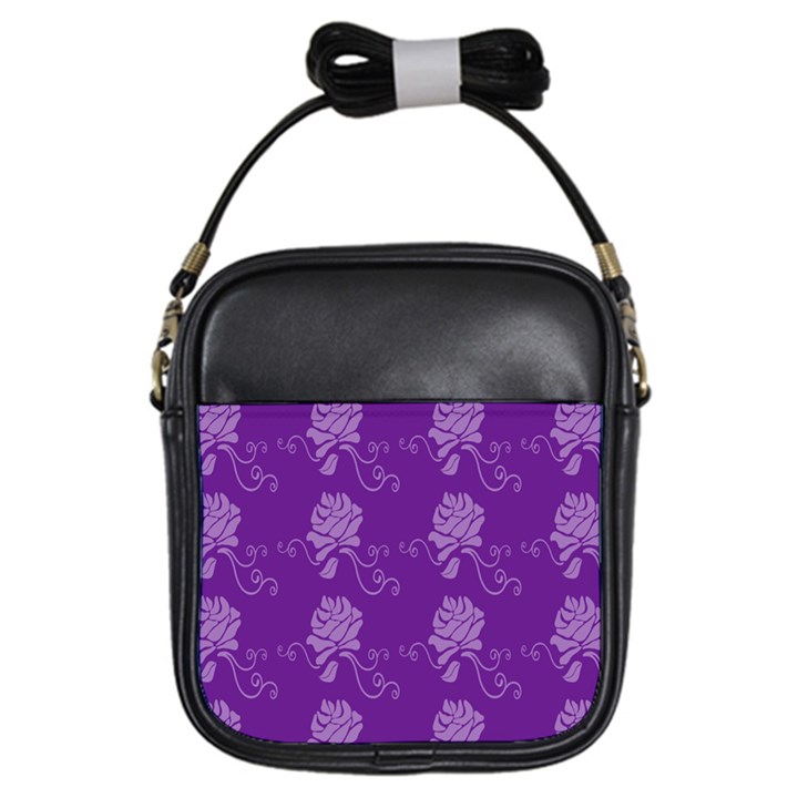 Purple Flower Rose Sunflower Girls Sling Bags