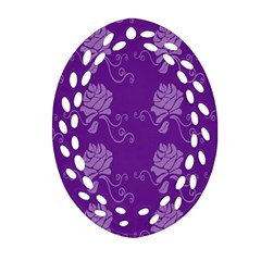 Purple Flower Rose Sunflower Oval Filigree Ornament (two Sides) by Mariart