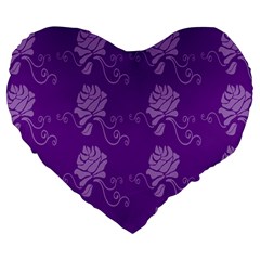 Purple Flower Rose Sunflower Large 19  Premium Flano Heart Shape Cushions by Mariart