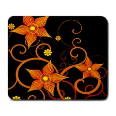 Star Leaf Orange Gold Red Black Flower Floral Large Mousepads by Mariart