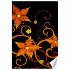 Star Leaf Orange Gold Red Black Flower Floral Canvas 12  X 18   by Mariart