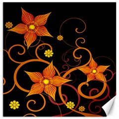 Star Leaf Orange Gold Red Black Flower Floral Canvas 20  X 20   by Mariart