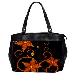 Star Leaf Orange Gold Red Black Flower Floral Office Handbags by Mariart