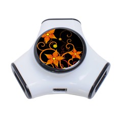 Star Leaf Orange Gold Red Black Flower Floral 3-port Usb Hub