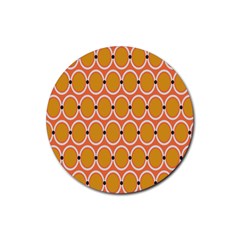 Orange Circle Polka Rubber Coaster (round) 