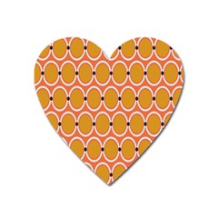 Orange Circle Polka Heart Magnet by Mariart