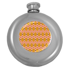 Orange Circle Polka Round Hip Flask (5 Oz) by Mariart