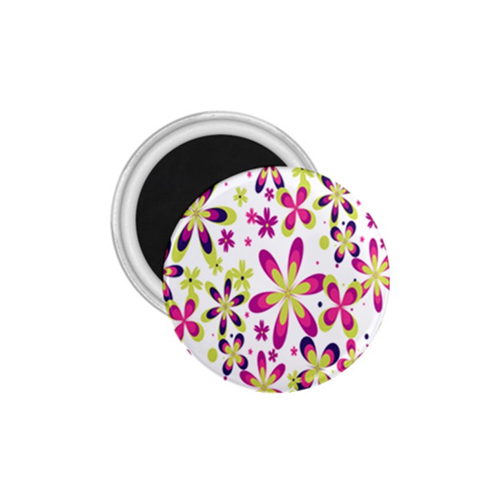 Star Flower Purple Pink 1.75  Magnets