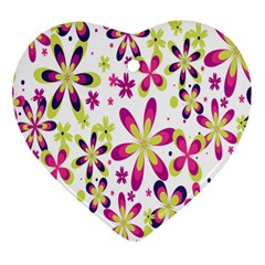 Star Flower Purple Pink Ornament (heart) by Mariart