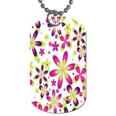 Star Flower Purple Pink Dog Tag (one Side)