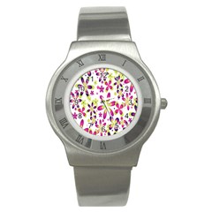 Star Flower Purple Pink Stainless Steel Watch by Mariart
