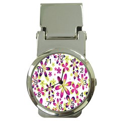 Star Flower Purple Pink Money Clip Watches by Mariart