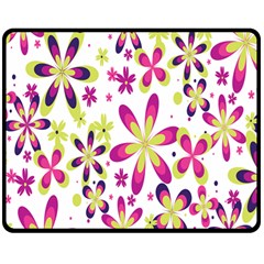 Star Flower Purple Pink Double Sided Fleece Blanket (medium) 