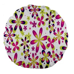 Star Flower Purple Pink Large 18  Premium Flano Round Cushions by Mariart