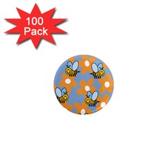 Wasp Bee Honey Flower Floral Star Orange Yellow Gray 1  Mini Magnets (100 Pack)  by Mariart