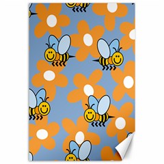 Wasp Bee Honey Flower Floral Star Orange Yellow Gray Canvas 24  X 36  by Mariart