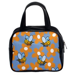 Wasp Bee Honey Flower Floral Star Orange Yellow Gray Classic Handbags (2 Sides) by Mariart