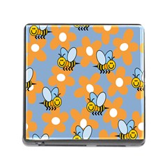 Wasp Bee Honey Flower Floral Star Orange Yellow Gray Memory Card Reader (square) by Mariart