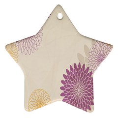 Star Sunflower Floral Grey Purple Orange Ornament (star)