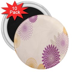 Star Sunflower Floral Grey Purple Orange 3  Magnets (10 pack) 