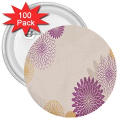 Star Sunflower Floral Grey Purple Orange 3  Buttons (100 pack) 