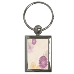 Star Sunflower Floral Grey Purple Orange Key Chains (Rectangle) 