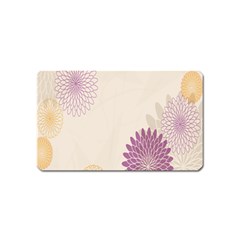 Star Sunflower Floral Grey Purple Orange Magnet (Name Card)