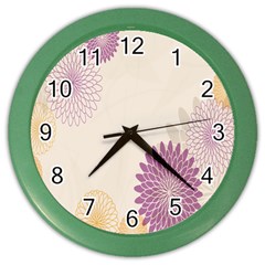 Star Sunflower Floral Grey Purple Orange Color Wall Clocks