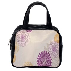 Star Sunflower Floral Grey Purple Orange Classic Handbags (one Side) by Mariart